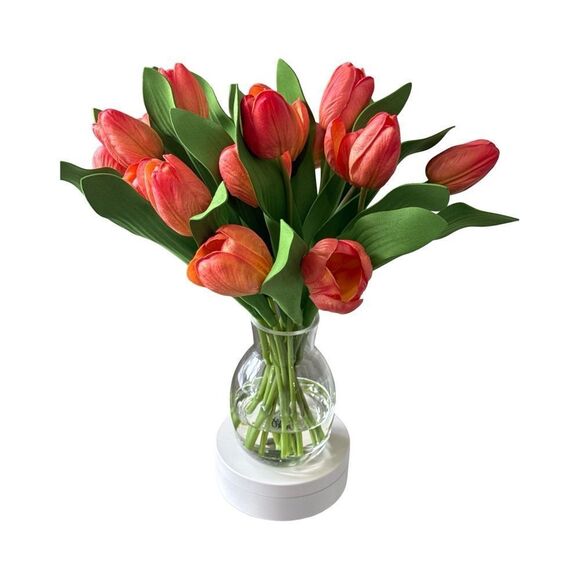 Elegant Two-Tone Tulip Bouquet in Glass Vase - Picture 4 of 5